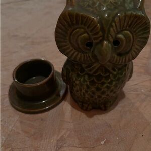Green Owl Ceramic Candle Holder